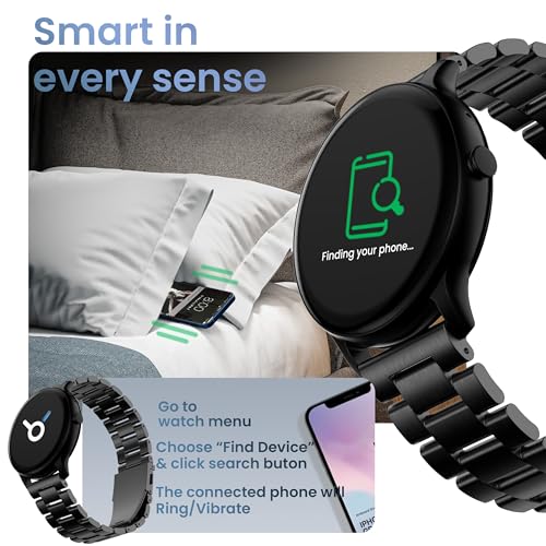 GOBOULT Dire Smartwatch: 1.38'' 2.5D Curved HD Display, BT Calling, 500 Nits Brightness, IP67, 250+ Watchfaces, 120+ Sports Modes, AI Voice Assistant, SpO2 Monitoring (Jet Black)