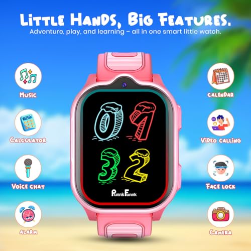 PunnkFunnk TrackNova 4G/5G Kids Smart Watch | HD Video Call | Live GPS Tracking | App Control | Safe Zone & SOS | Games | Family Chat | 800mAh Long Battery | FaceLock | Safety Watch for Kids - (Pink)