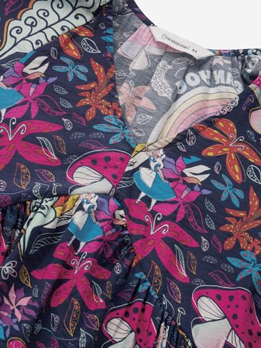 The Souled Store Official Disney: Viscose Blend Mushroom Women & Girls Full Sleeves V Neck All Over Printed Mini Dresses Multicolour