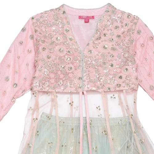 BIBA Girls Nylon Solid Lehenga Set (Kw5633_5_Pink) Readymade Pink 5