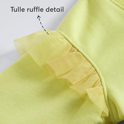 Hopscotch Girls Yellow Full Sleeves Bow Applique Kitty Ruffled Sweatshirt for Age (3-4 Years)