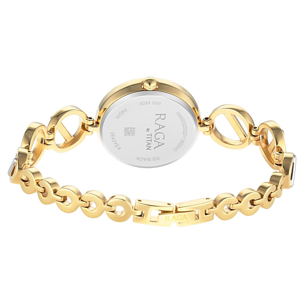 Titan Raga Viva Quartz Analog Silver Dial Gold Metal Strap Watch for Women - NT2643BM01