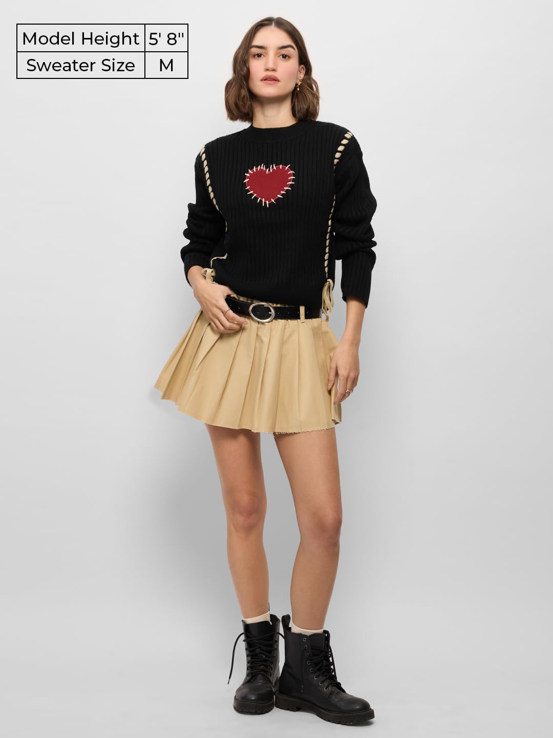 The Souled Store Knitted Sweater : Heartbreaker Women Oversized Sweater Black