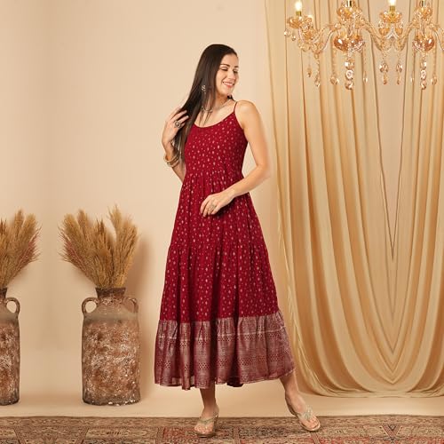 Globus Women Ethnic Dress (GS569423_Maroon_M)