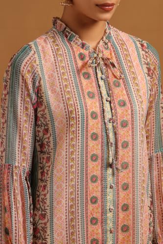 Soch Womens Green Chiffon Botanical Tunic