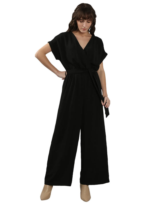 Vero Moda Women's Regular Fit Black Jumpsuit
