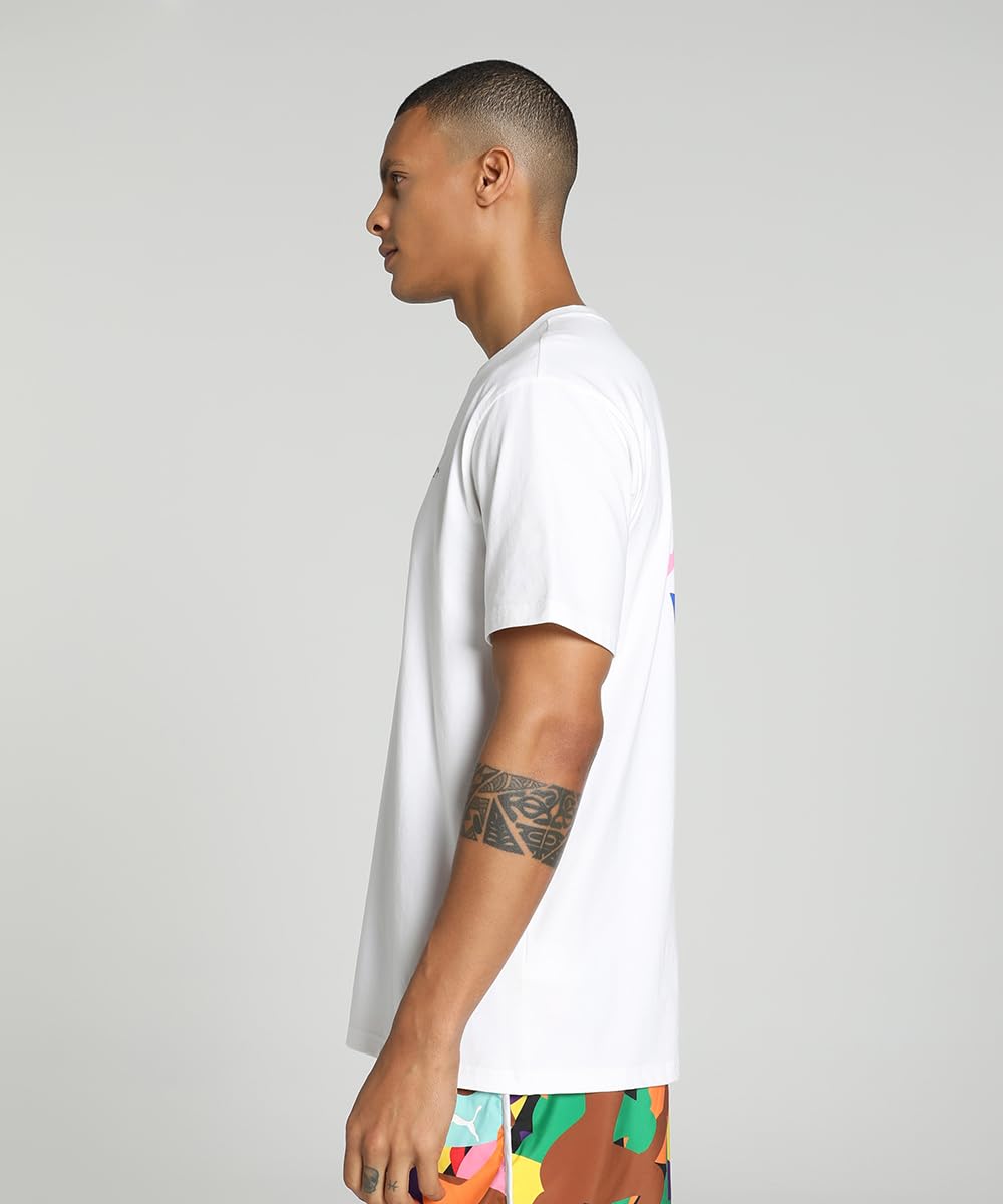 Puma Unisex's Graphic Print Relaxed Fit T-Shirt (624407_White