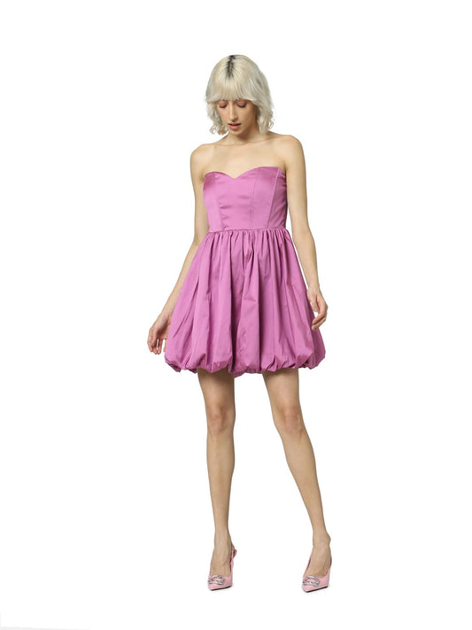 ONLY Women's Polyester A-Line Above The Knee Dress (15316161- Violet