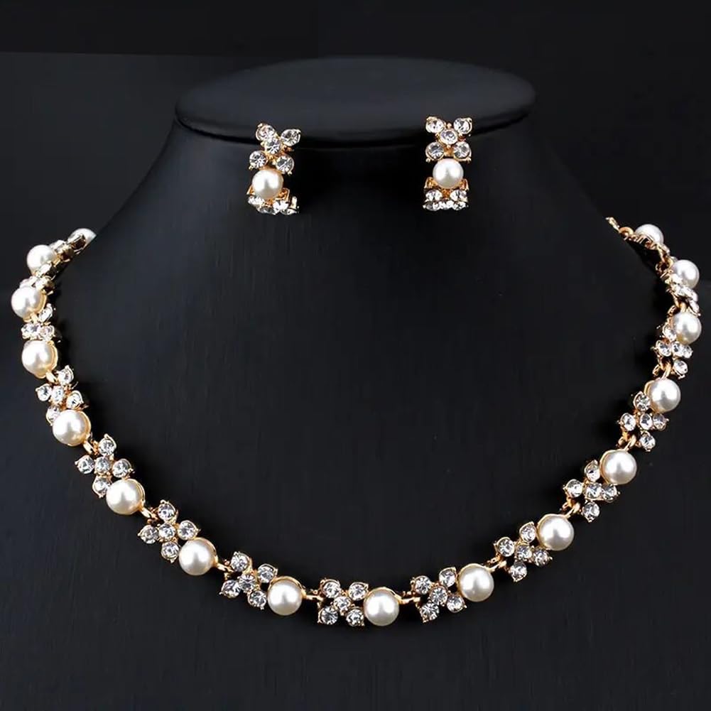 Shining Diva Fashion Necklace Jewellery Set for Women Latest Stylish Design Fancy Pearl Choker (15219s)