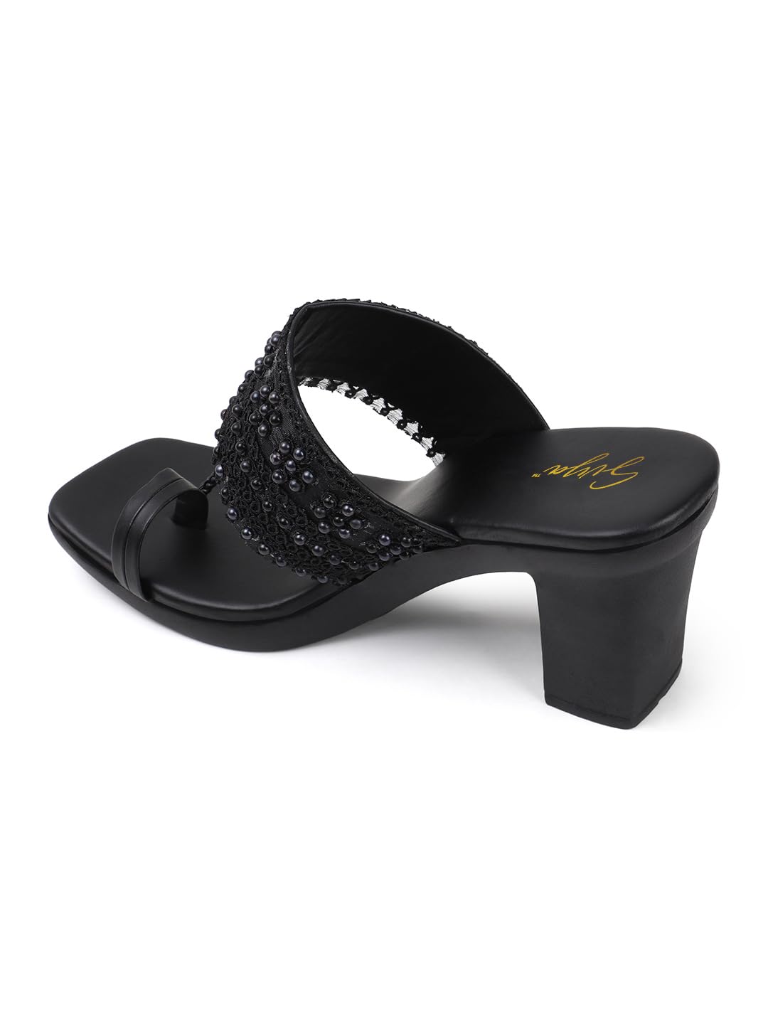 SVYA, Women Stylish Block heel Sandals For Casual Wear, Comfort Sandal for girls (Black, UK Footwear Size System, Adult, Women, Numeric, Narrow, 6)