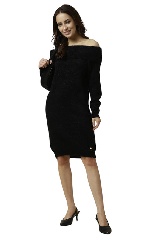 Allen Solly Women's Nylon Modern Knee-Length Dress