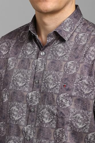 Louis Philippe Men Purple Print Half Sleeves Casual Shirt