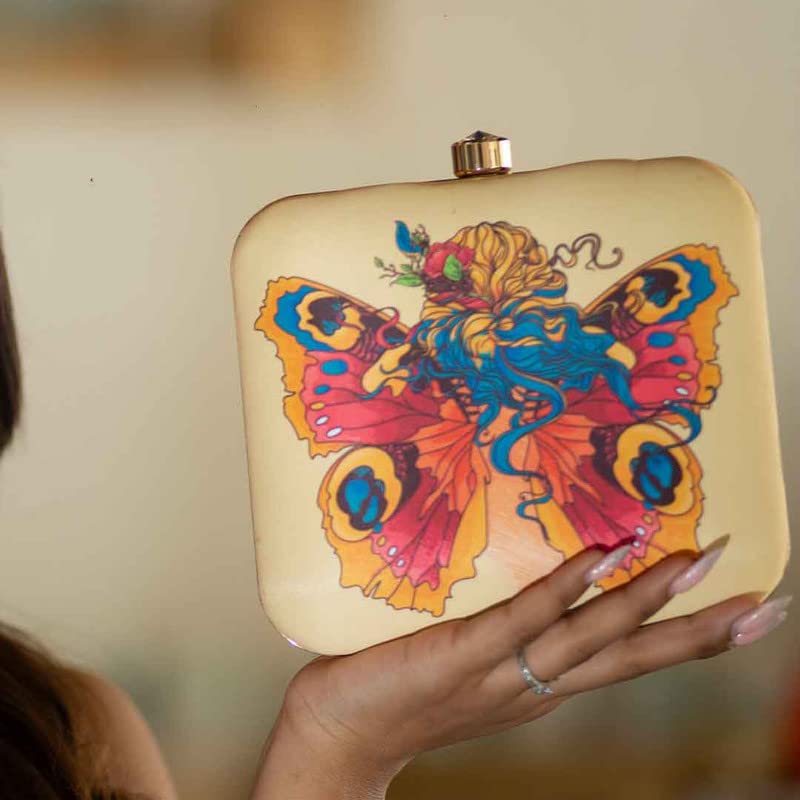 Artklim MultiColor Bright Butterfly Printed Clutch