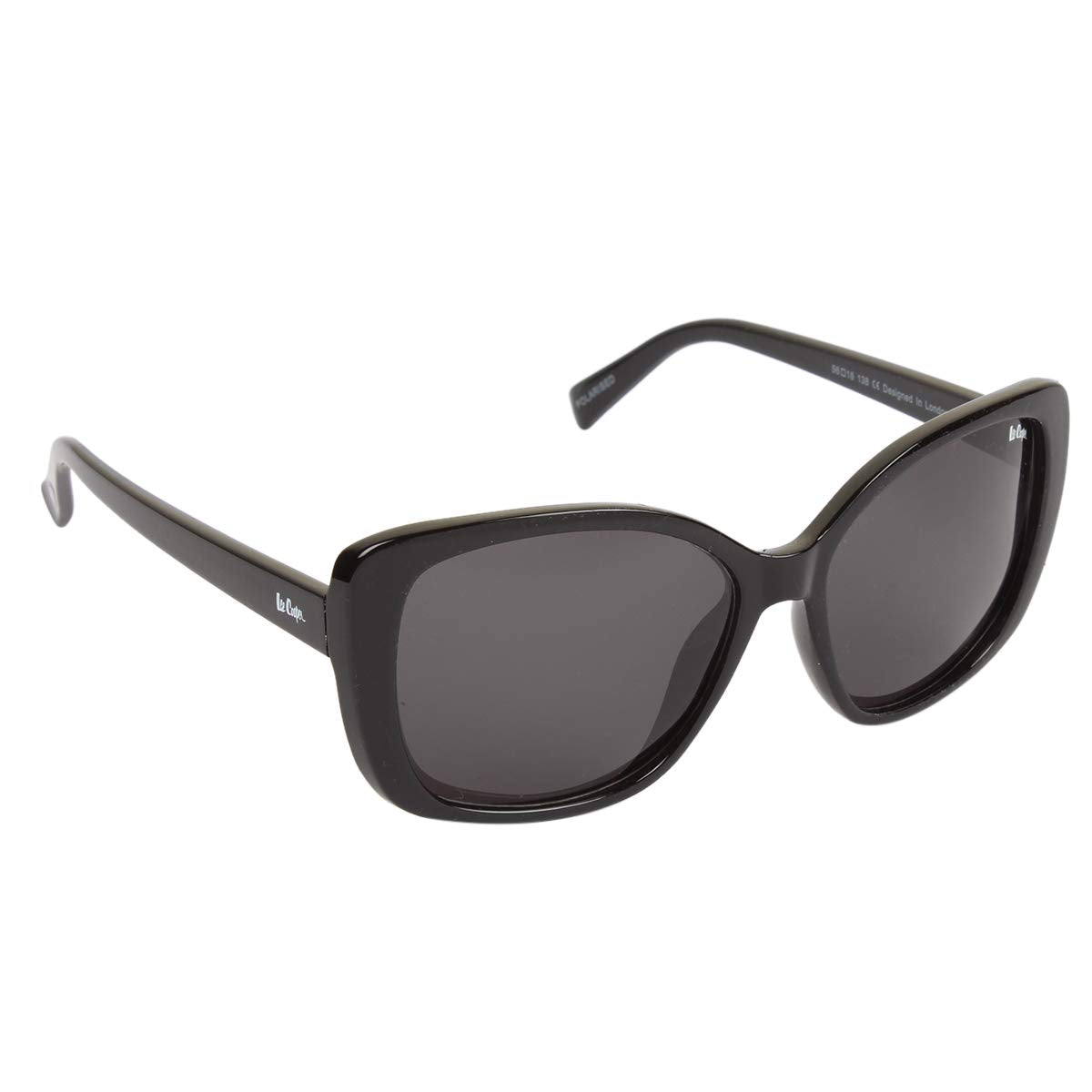Lee Cooper Women's UV Protected Square Full Rim Sunglasses (Black) (Lens Color - Green) (Lens Size - 56 * 16 * 138 MM) (Pack Of 1) (LC9163NTPOL BLK)
