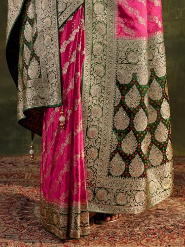 Libas Art bandhani woven design Satin Saree For Women With Unstitched Blouse Piece | Traditional Saree For Festive & Wedding
