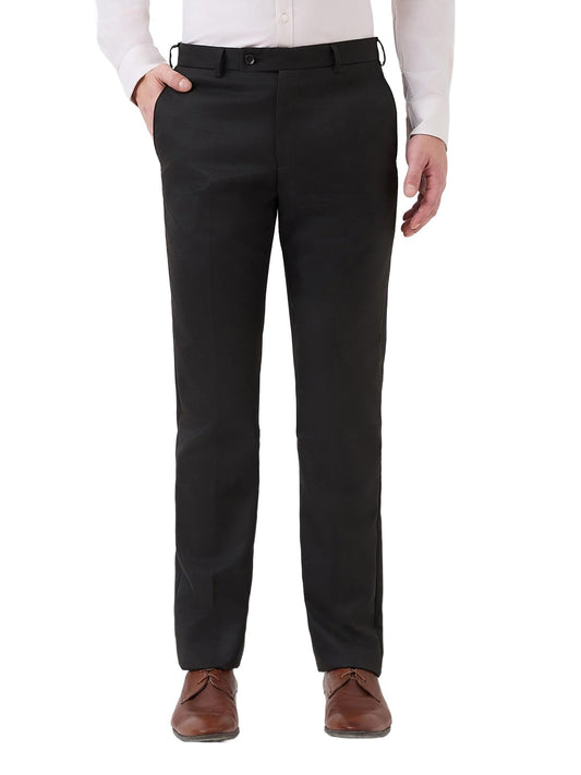 Park Avenue Men Regular Fit Solid Pattern Polyester Blend Flat Front Formal Trouser Brown