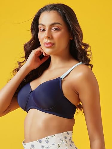 Clovia Women's Padded Non-Wired Full Coverage Multiway T-Shirt Bra_BR1744T08_Navy Blue_38B