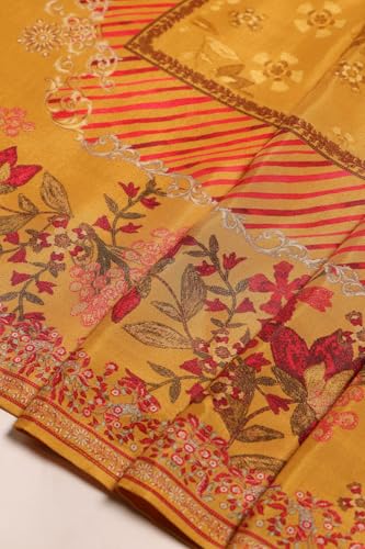 Soch Womens Mustard Muslin Floral Suit Set With Bead Details