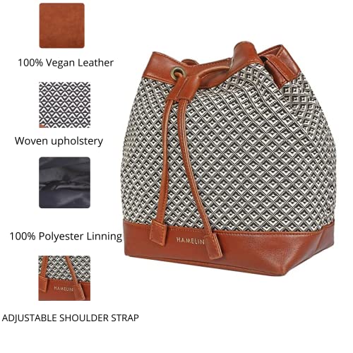 HAMELIN Women's Vegan Leather Bucket Bag | Handcrafted Sling Bag, Big Casual Bag | Stylish Travel Purse Handbag | Bucket Sling Hand Bag | Rakhi gift for Sister | Casual Purse (Orca)