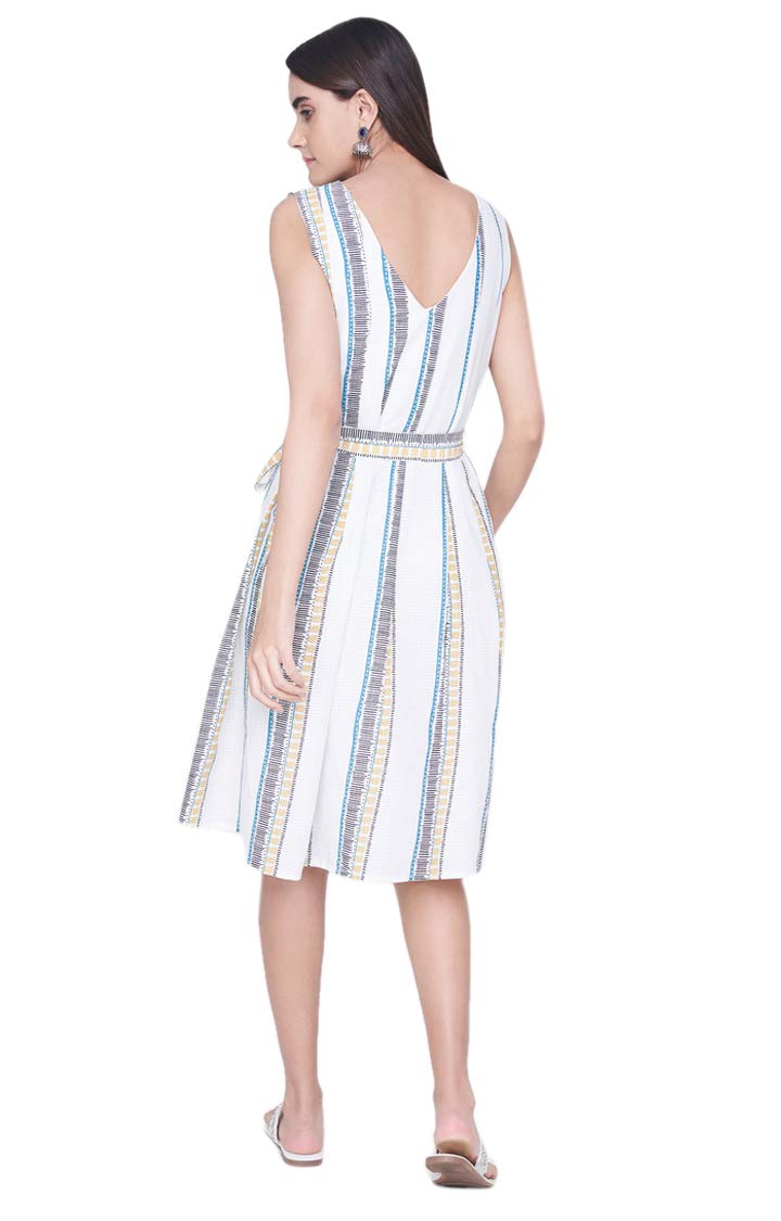 global desi Women's Cotton a-line Dress (SS19GU021DRCYD_Off White_XS)