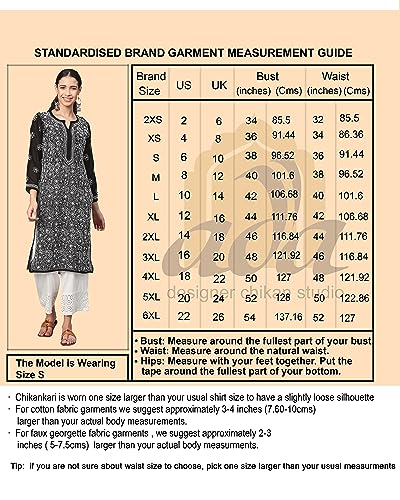 Ada Indian Hand Embroidered Chikankari Cotton Kurti Kurta Tunic for Women 5XL100376 White