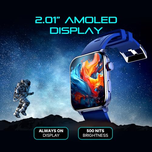 itel ICON 3 Smartwatch with Single chip BT Calling, 2.01" AMOLED Display, 500 Nits Brightness, Functional Crown, IP67 Waterproof, 170+ Watch Faces, 24Hr Health Monitor (Midnight Blue)