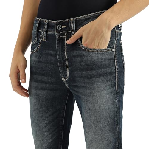 United Colors of Benetton Solid Low Crotch Fit Jeans (Size:34)-25P4KNGR1281I90134 Blue