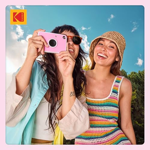 Kodak Printomatic+ Full Color Instant Print Digital Camera Gift Bundle + Case + Zink 2x3 Sticky Back Photo Paper 20pk + Album + Sticker Sets + Sticker Frames + Hanging Frames + Markers - Pink