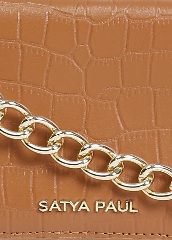 Satya Paul Brown Leather Sling Bag for Women