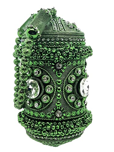 Trend Overseas Handmade metal potali Handbag purse Hand clutch fully beaded Crystal Rhinestones women party clutch bridal bag (Green)