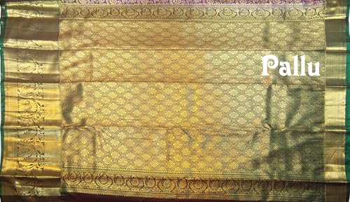 VFCollections Women's Traditional Handloom Kanchipuram Silk Pure Pattu Sarees | Rich Zari Woven Design | Unstitched Blouse (Vfc297-1), Multi