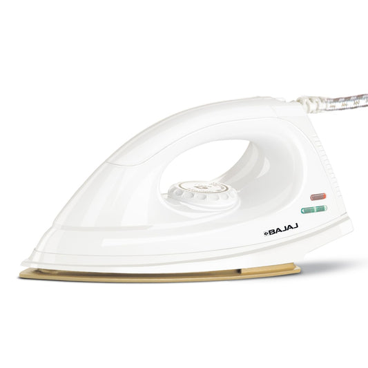 Bajaj DX-7 1000 Watts Dry Iron | Advance Soleplate And Anti-Bacterial German Coating Technology | Light Weight Iron | Thermal Safety Fuse | 360 Degree Swivel Cord | 2-Yrs Warranty 【White】