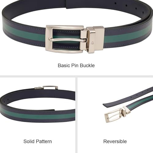 United Colors of Benetton Men's Reversible Leather Belt Weldon | Color - Peacoat Navy+Bayberry | S 80Cm | Formal & Casual | Ideal For Gifting