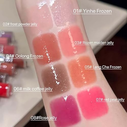 Cappuvini Moist Shiny And Rich Lip Gloss | Hydrating Lip Care for Smooth, Dewy Lips | High-Shine Lightweight Liquid | Nude Pink Coffee Red Wine Rose Jelly Shades | Glossy Finish Lipstick for Women Girls Teens Gen Z Beauty Makeup Aesthetic | Cute Adorable