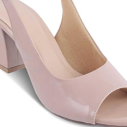 tresmode WHOU Beige Women's Dress Block Heel Sandals in Size 3 UK / 36 EU