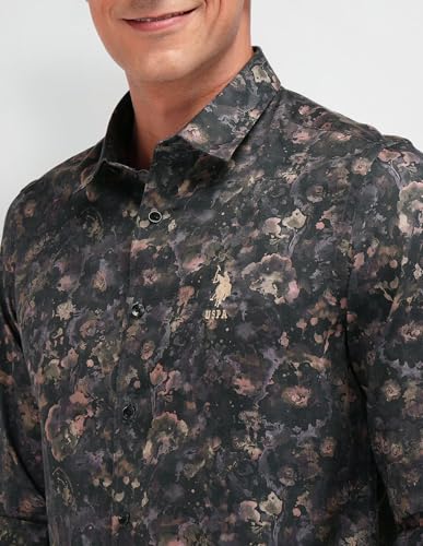 U.S. POLO ASSN. DENIM CO. Slim Fit Satin Shirt (UDSHT1355_Olive_44)