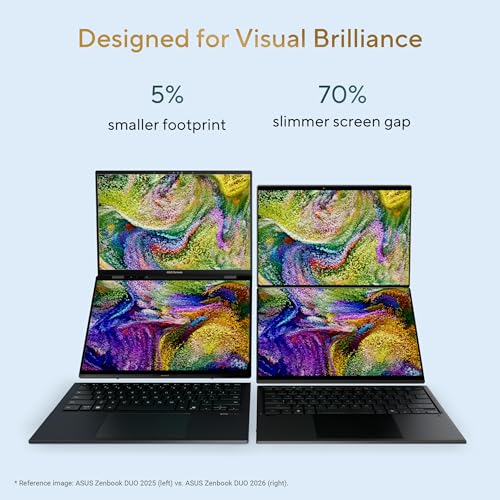 ASUS Zenbook Duo (2026),Smartchoice,Intel Core Ultra 7 (Series 3),32GB RAM,1TB SSD,3K OLED,Touchscreen,14"(35.5 cm),Win 11,M365 Basic(1Y),Office 24,Moher Gray,1.65 Kg, UX8407AA-SN183WS,Copilot+ PC