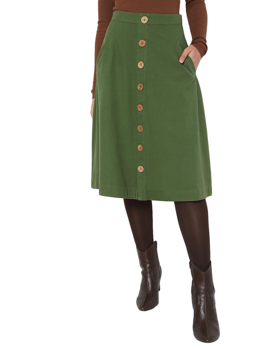 Vero Moda Cotton Blend Western Skirt Green