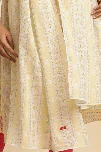 W for Women Yellow Floral Print Cotton Dupatta_24FEW82184-121982_Free Size