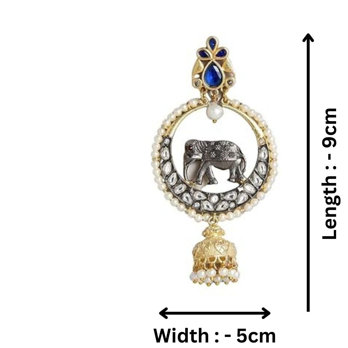 Accessher Silver Plated Oxidised Dual tone anitque gold plated Elephant german silver Circle Dangle earrings for women and girls