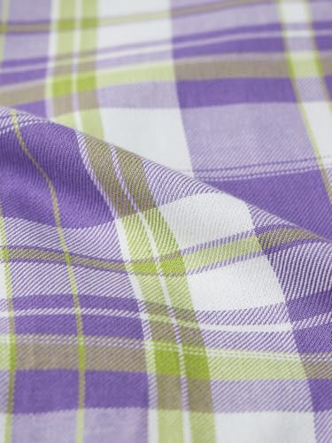 The Souled Store Plaid Shirt: Lilac Women and Girls Long Sleeves Collared Neck Button Front Purple Cotton Boyfriend Shirts
