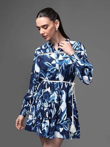 Kazo Casa Mini Dress with Belt (Blue_M)