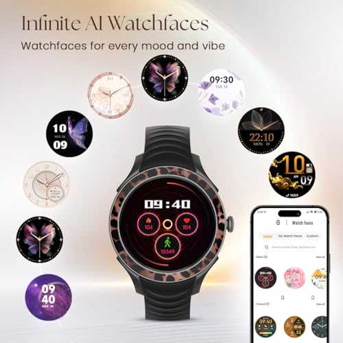 Fastrack Ella Smart Watch for Women with 1.2" inch AMOLED Display,Patterned Bezel,AI Watchface & AI Chat,Functional Crown,24/7 Health Suite,BT Calling,SpO2,HRM,IP68, Multiple Menu Styles- Black