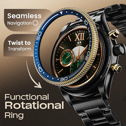GOBOULT Saber Smart Watch 1.43'' AMOLED Display, Functional Rotating Bezel, AOD, BT Calling, 200+Watchfaces, 700 Nits Brightness, AI Voice Assistant, SpO2 Monitoring, 120+ Sports Mode (Metal Black)
