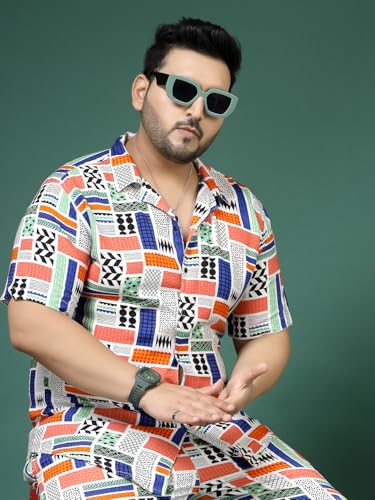 Rigo Printed Co-Ord Set for Men | Casual Plus Size Shirt & Shorts Night Suit