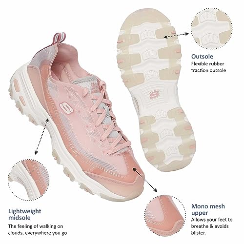 Skechers Womens D'Lites-Fresh Air Casual Sneakers Vegan Air-Cooled Memory Foam Cushioned Comfort Insole Pink - 4 UK (149235)
