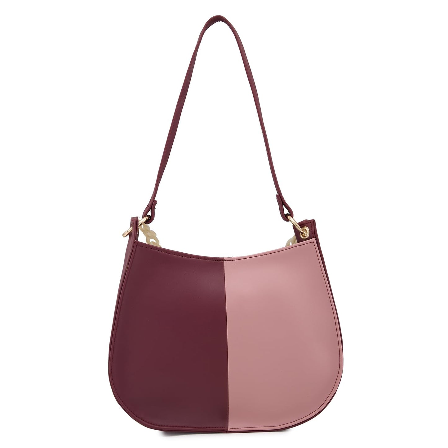 Caprese Perline Hobo, Burgundy-Small | Stylish Shoulder Bag for Women with Heavy Chain | Spacious Compartment & Secure Top Zip | Perfect for Casual/Party & Daily Outings