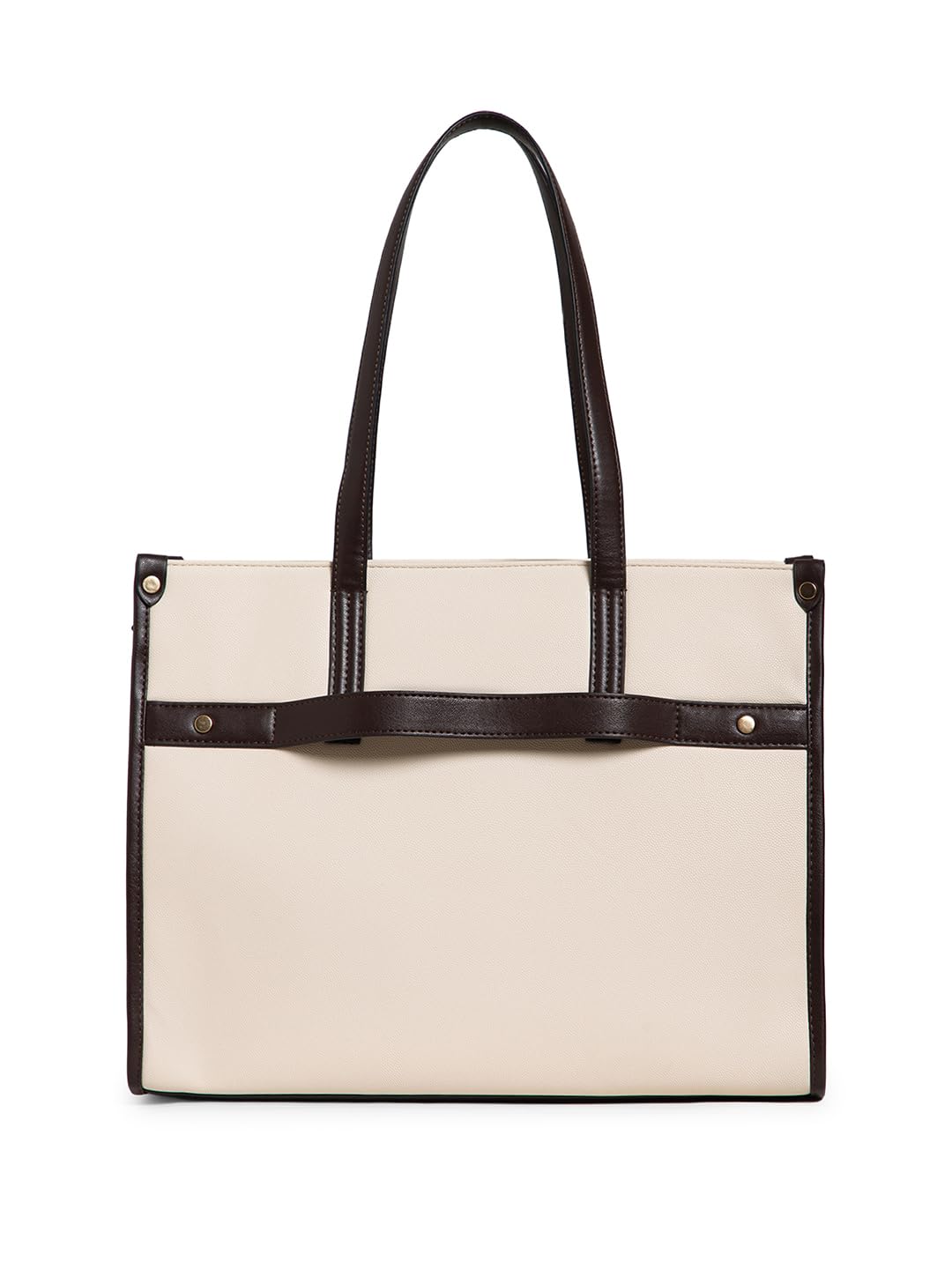 Berrylush Women Beige Solid Shoulder Bag | PU Synthetic Leather Two Handle Handbag | Spacious Zip Closure Tote with Inner Pockets | Stylish Casual & Office Use Bag