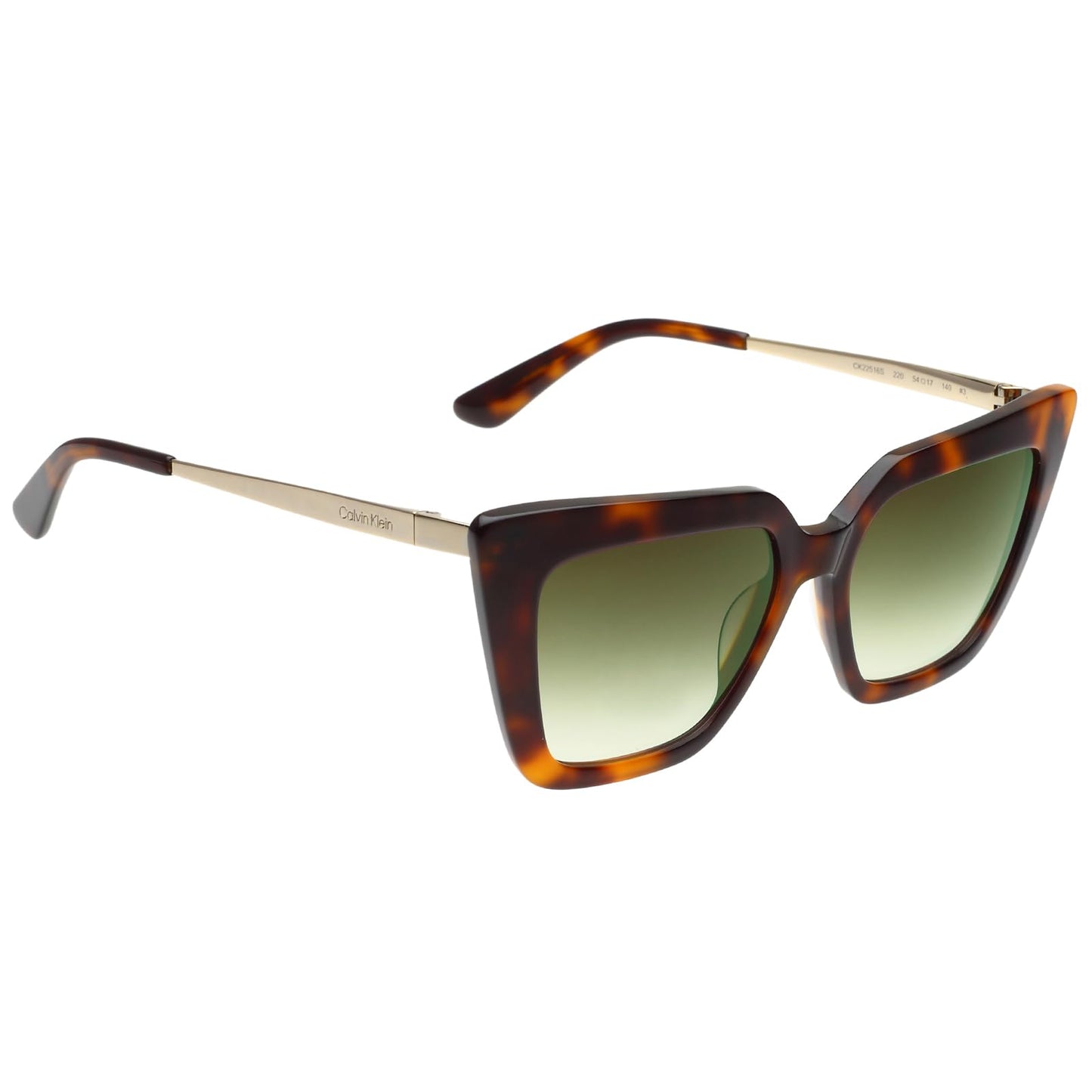 Calvin Klein|Brown Full Frame Cat-eye Sunglasses|100% UV Protected (Uv 400) Green Gradient Faded Lens|Women's|Medium|CK 22516 220 54 S