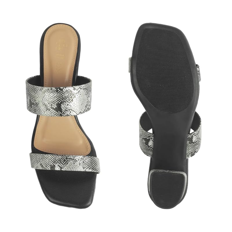 tresmode Rentu Women's Pewter Dress Block Heel Sandals in Size 7 UK / 40 EU